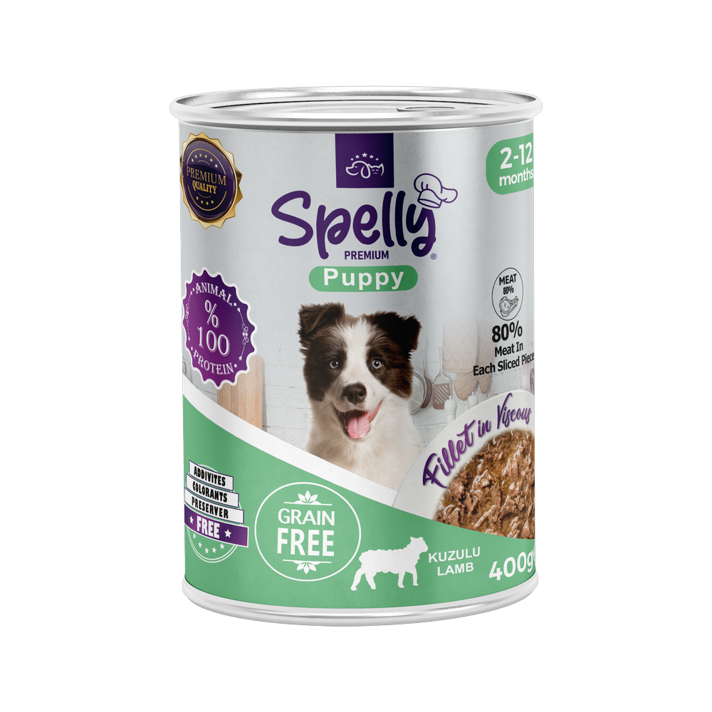 Spelly Yavru Köpekler için Kuzulu Fillet In Viscous Tam Yaş Mama