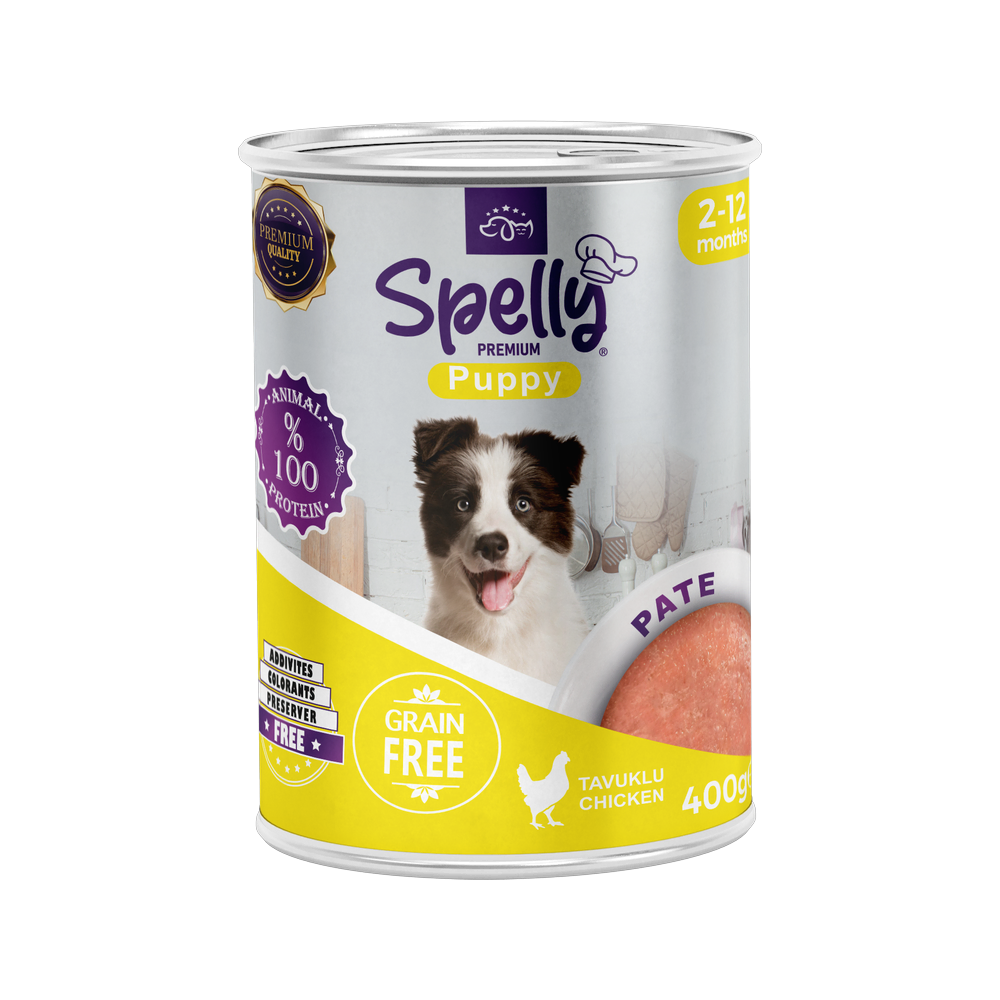 Spelly Yavru Köpekler için Tavuklu Pate Tam Yaş Mama