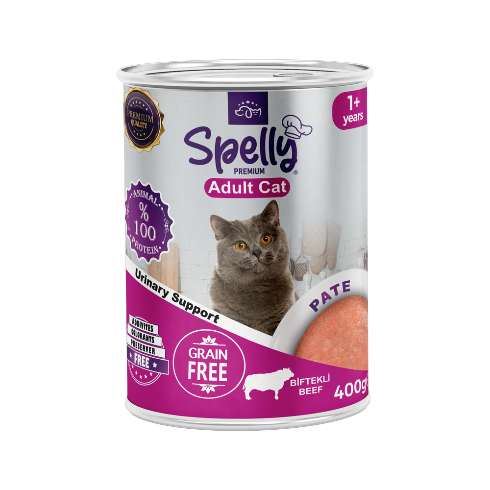 Spelly Yetişkin Kediler için Biftekli Pate Tam Yaş Mama
