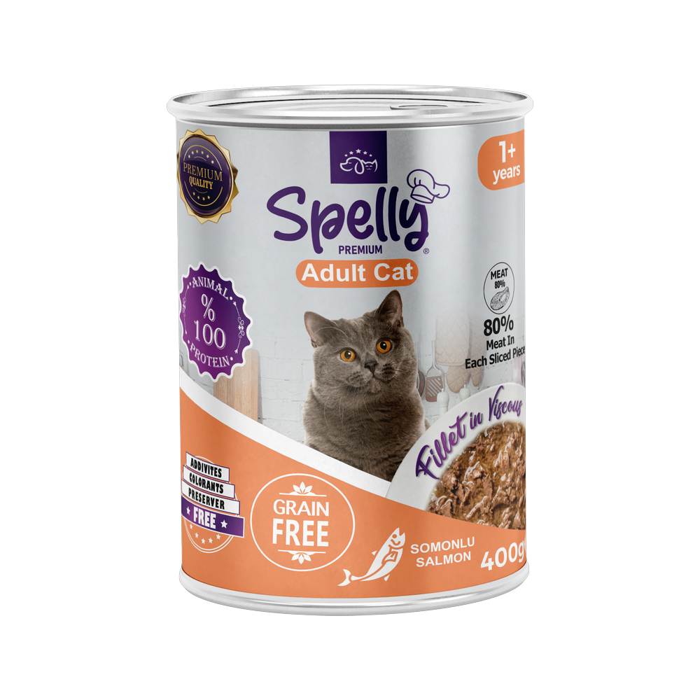 Spelly Yetişkin Kediler için Somonlu Fillet In Viscous Tam Yaş Mama