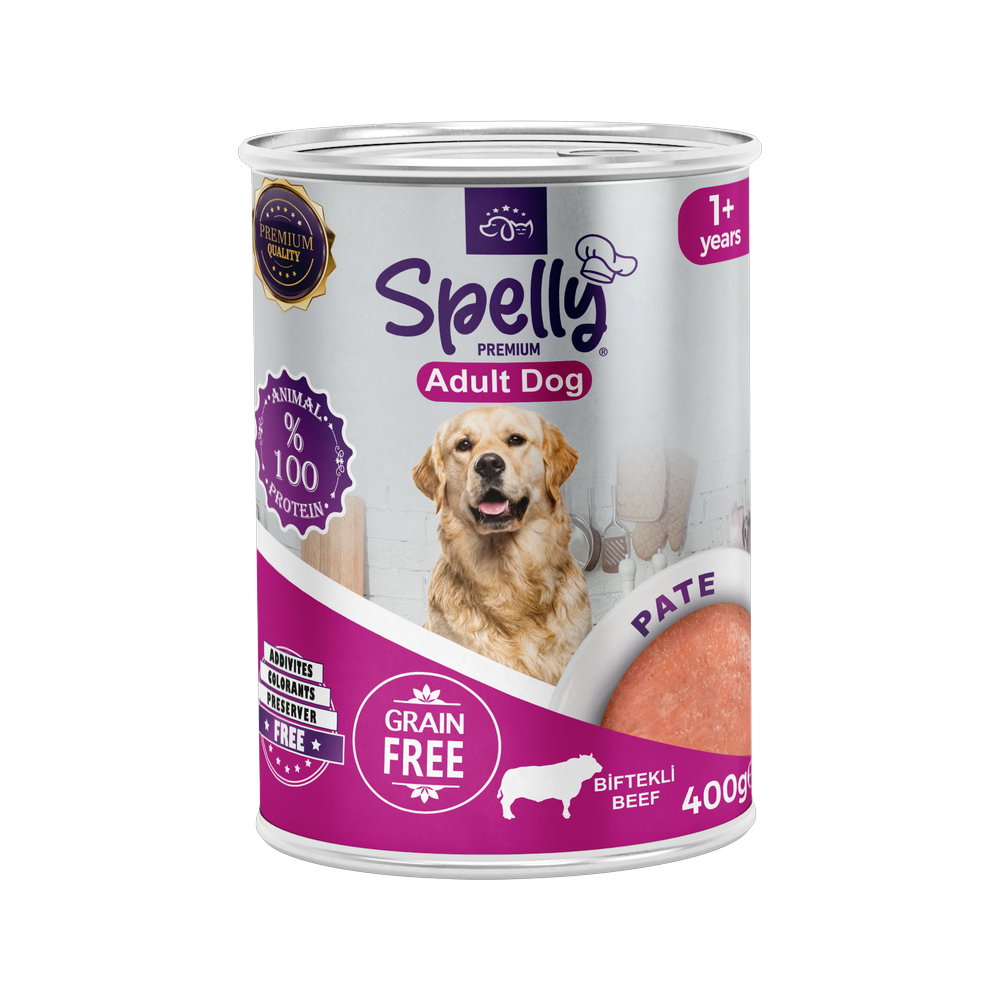 Spelly Yetişkin Köpekler için Biftekli Pate Tam Yaş Mama