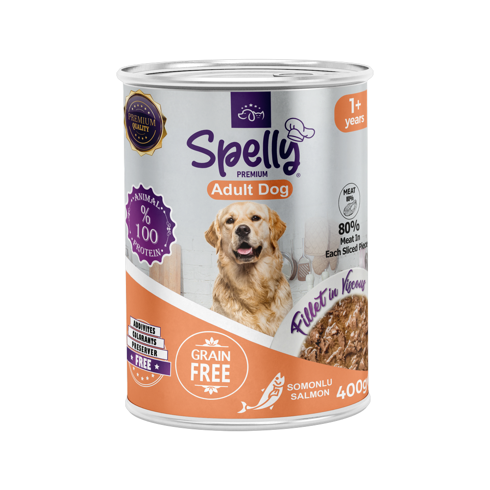Spelly Yetişkin Köpekler için Somonlu Fillet In Viscous Tam Yaş Mama